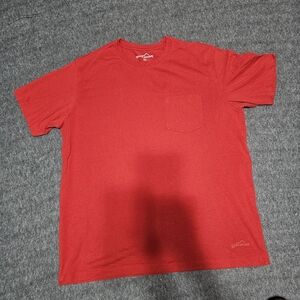 Eddie Bauer XL Red Pocket T-Shirt Cotton Mens